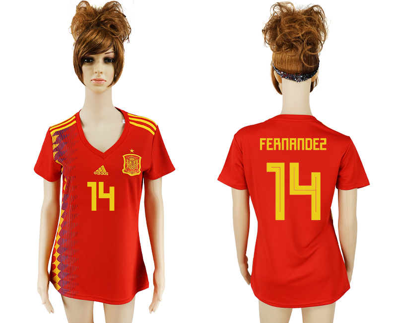 Maillot de femmes par cher Spain #14 FERNANDEZ  2018 FIFA World